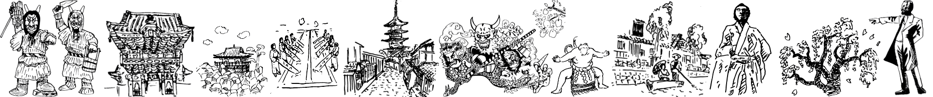 祭りや銅像のイラスト